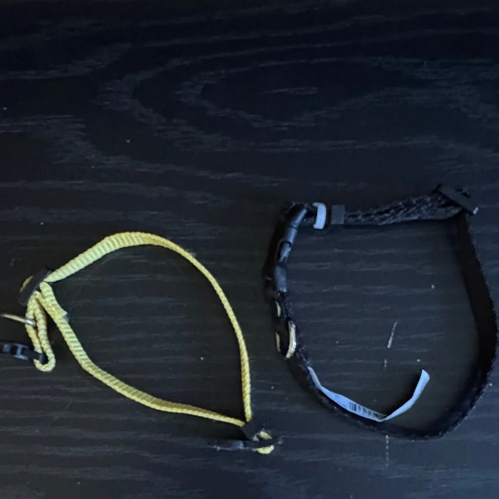 Durable Yellow and Black Dog Collar Set & Blue Harness Sanitized